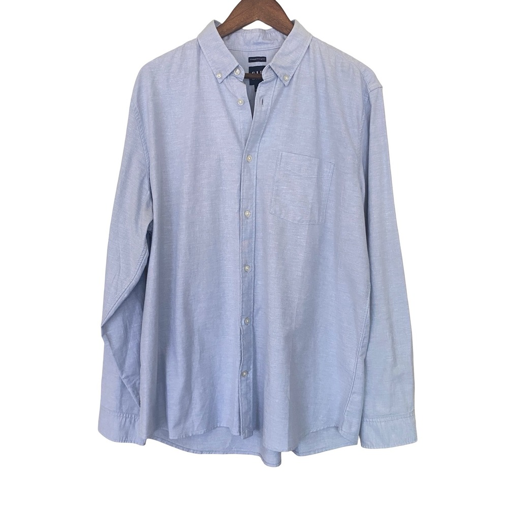 GAP Oxford Mens Button Down Shirt XL Blue Long Sleeve Stretch Cotton